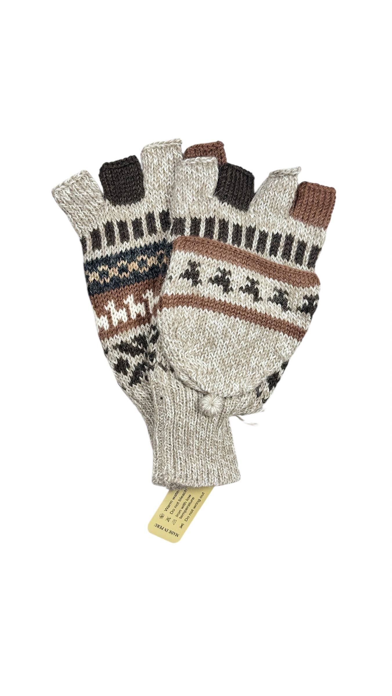 Baby Alpaca Knit Glittens, Button Flap