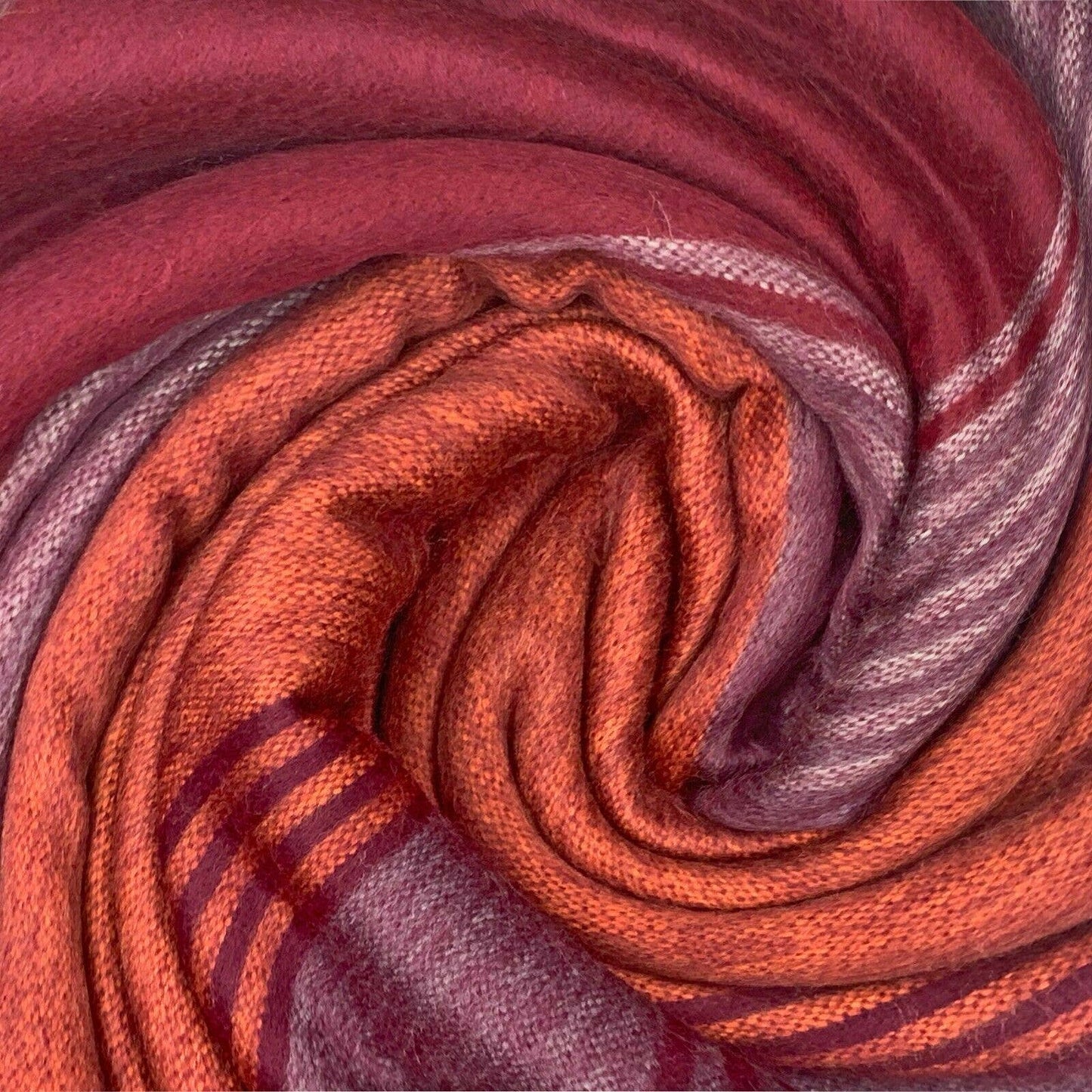 Soft & Warm Baby Alpaca Wool Blanket - Queen 95" x 65" - Multi Colored Stripes Pattern