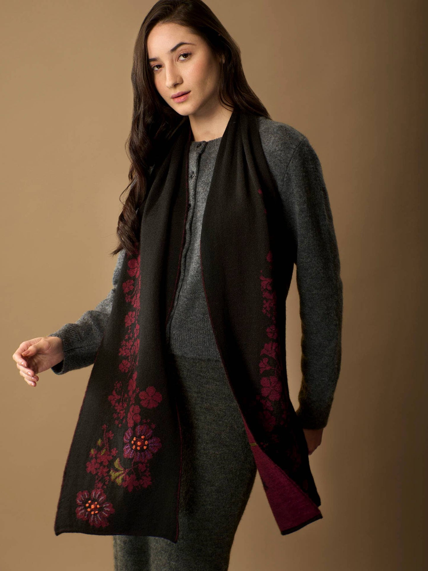 Julia Alpaca Scarf | Hand Embroidered