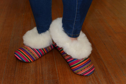 Colorful Manta Fabric Alpaca Slippers