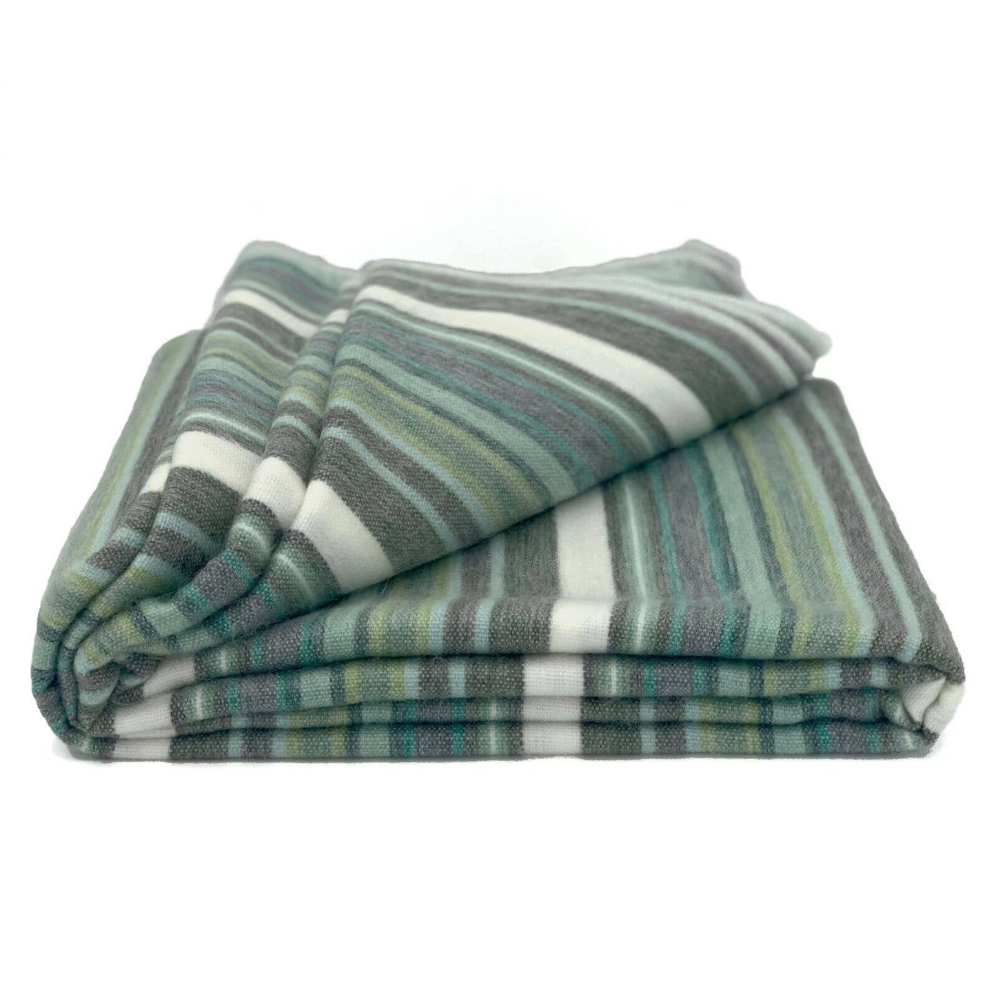 Soft & Warm Baby Alpaca Wool Blanket - Queen 95" x 67" - White/Green/Gray