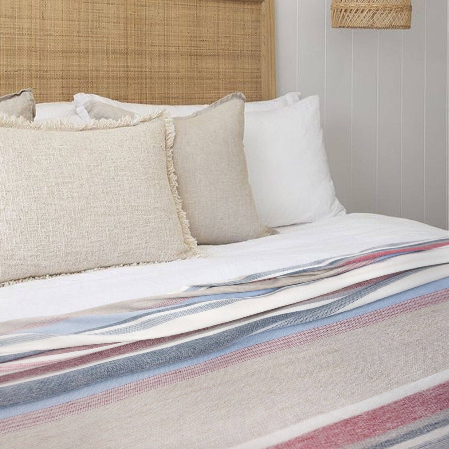 Pindo - Baby Alpaca Wool Throw Blanket / Sofa Cover - Queen 95 x 67 in - pink pastel colors