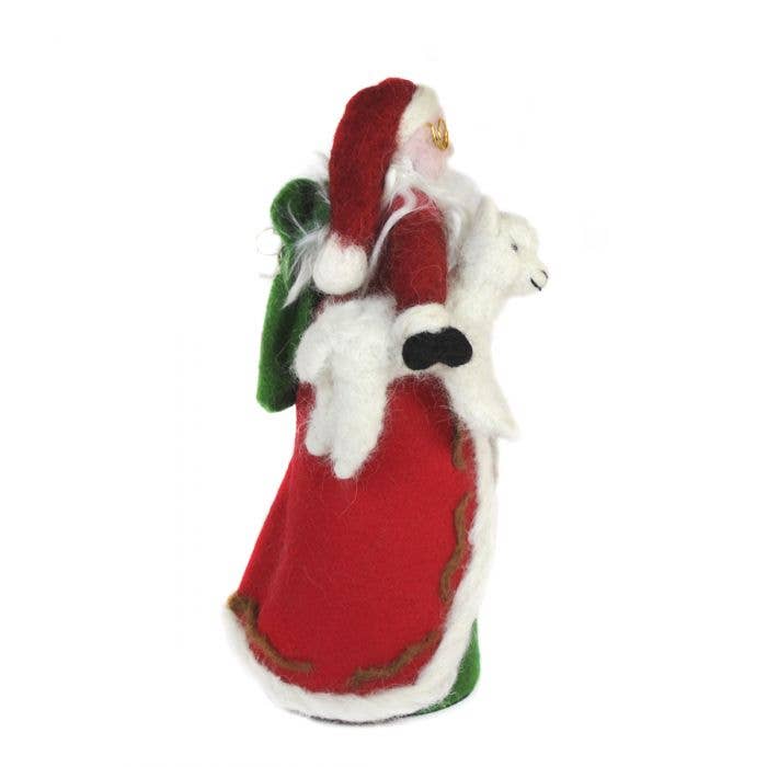 Father Christmas & Cria - Artisan Hand-Felted Alpaca Sculpture