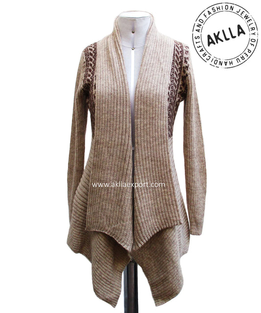Long Alpaca Coat with Design