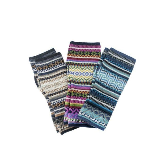 Funky Fingerless Baby Alpaca Hand Warmer Gloves