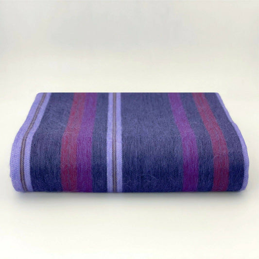 Soft & Warm Baby Alpaca Wool Throw Blanket / Sofa Cover - Queen 97" x 67" - striped pattern blue/purple/violet